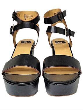 BC Footwear Black Double-Ankle Platform Sandals Size 10 - Caught Up